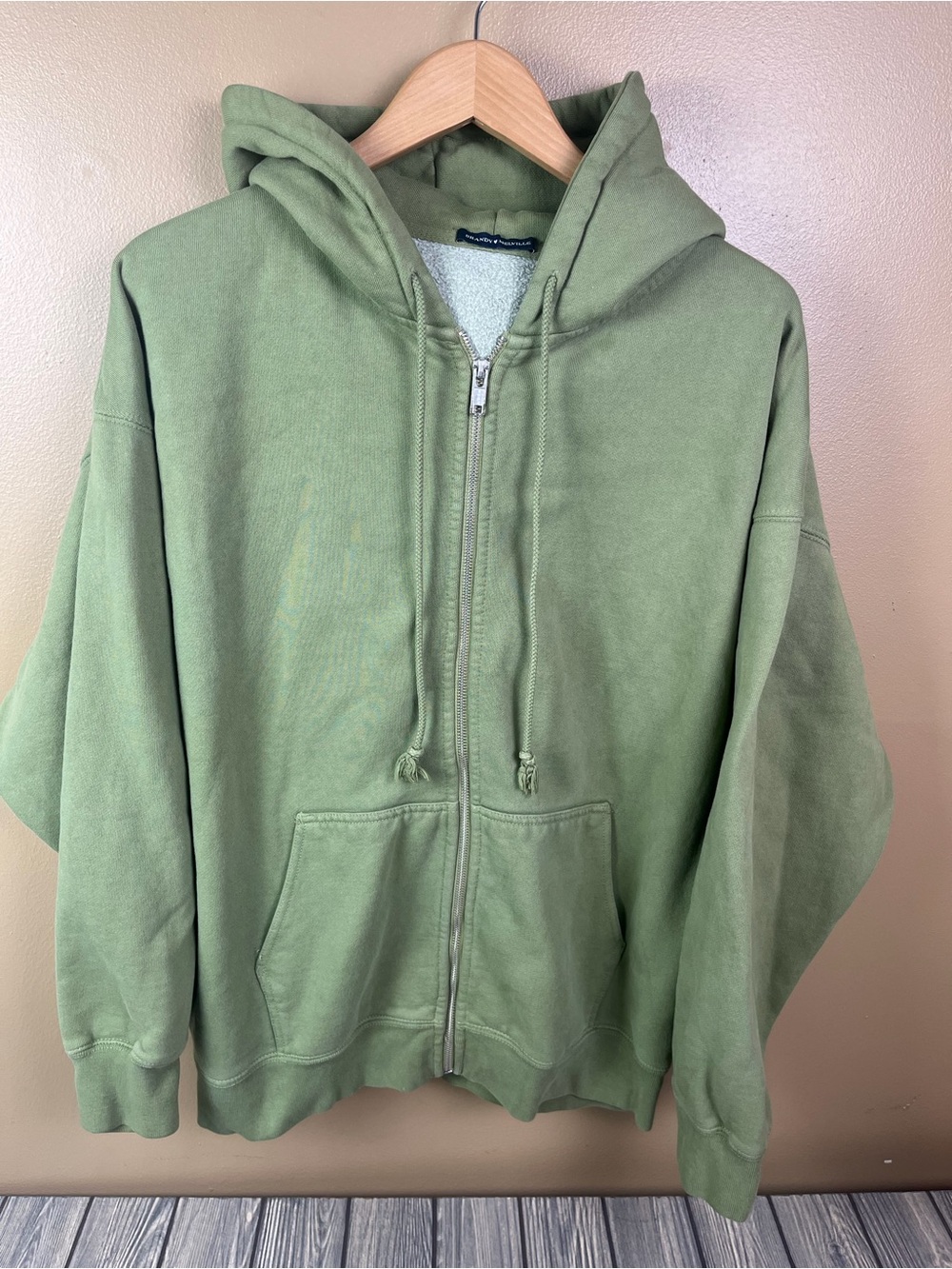 Brandy Melville Green Full Zip Jacket Thick Heavyweight